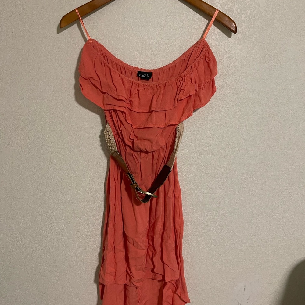 Rue21 Coral Ruffled One-Shoulder Summer Dress